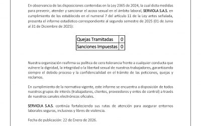 Informe Semestarl de Gestión Estadística SERVIOLA
